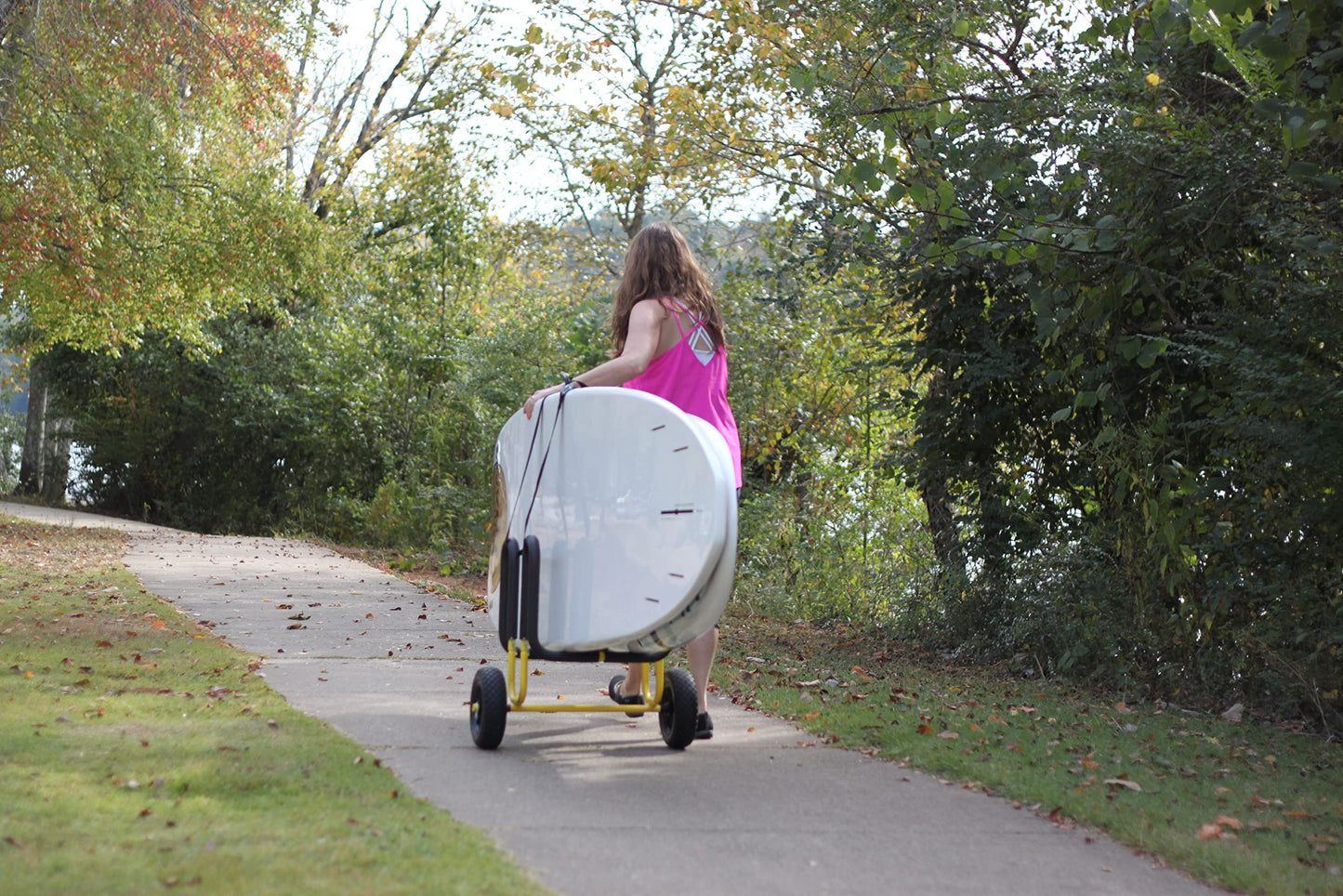Suspenz Double SUP Transport Cart with Airless Wheels, Carrier/Trolley for 2 Stand Up Paddle Boards & Surfboards, Yellow (22-9934)