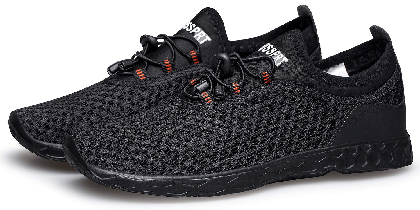 DOUSSPRT Men's Water Shoes Quick Drying Sports Aqua Shoes AllBlack Size 7