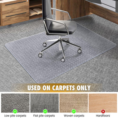 BesWin Office Chair Mat for Carpet, 32" x 48" Heavy Duty Hard Computer Desk Chair Mat for Carpeted Floors, Anti-Slip Carpet Floor Protector Mat for Office Chair, Smooth Glide, Ship Flat