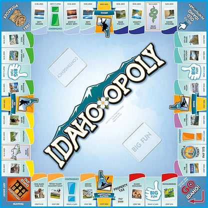 Late for The Sky Idaho-Opoly Board Game – Idaho State Themed Family Strategy Opoly-Style Fun for 2-6 Players Ages 8+ Traditional or Fast 1-Hour Play for Game Night