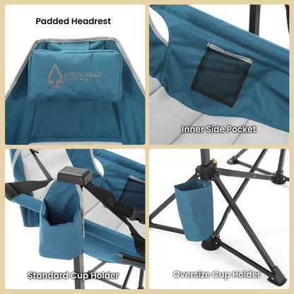 ARROWHEAD OUTDOOR Folding Hammock Chair, Heavy Duty Camping Seat with Removable Footrest, Padded Comfort, and 300lb Capacity