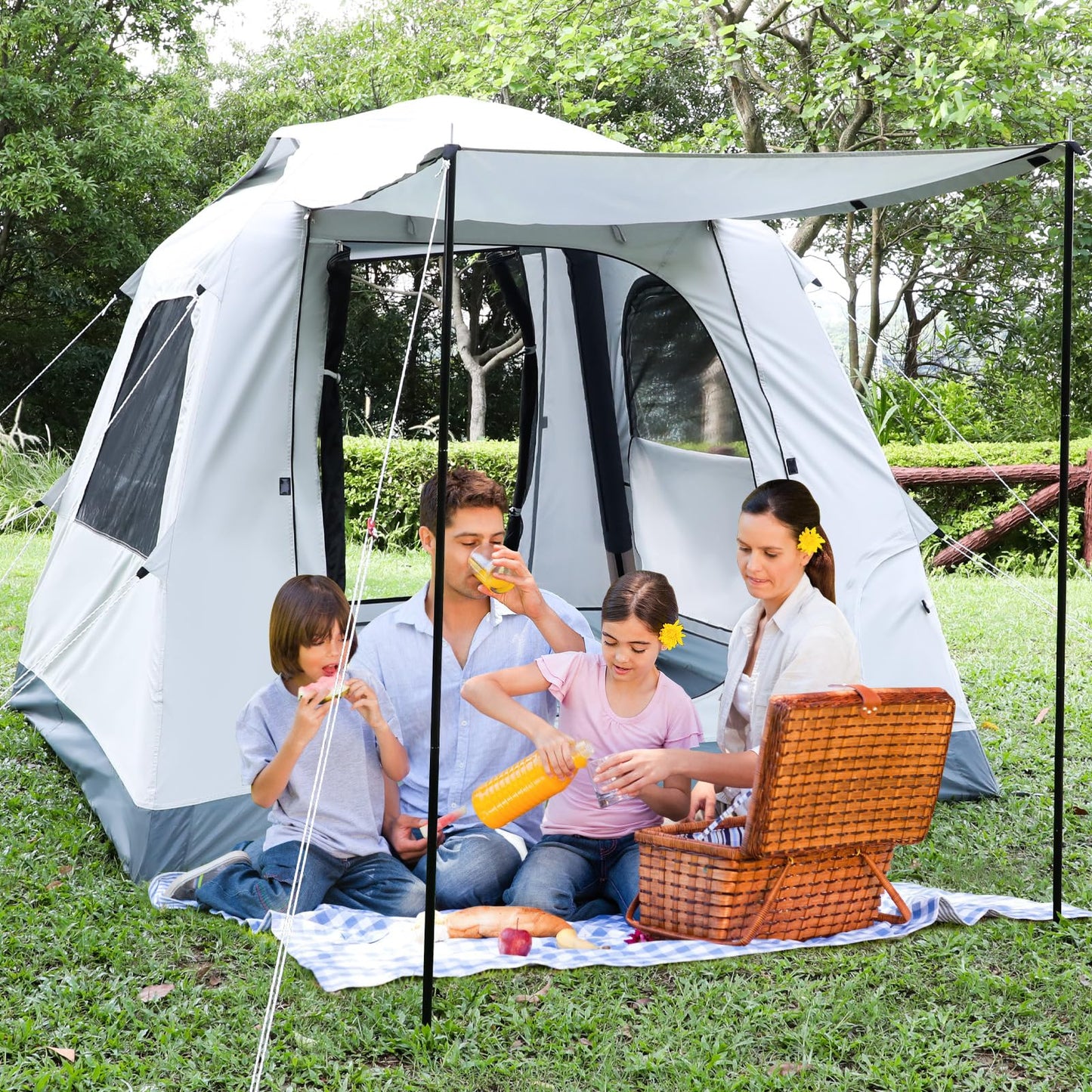 Quick Setup Tent,Automatic Inflatable Camping Tent,Easy Set up 3-4 Person Glamping Outdoor 4 Season Air Blow Up Tents, Rainfly & Windproof Portable (Automatic Inflatable)