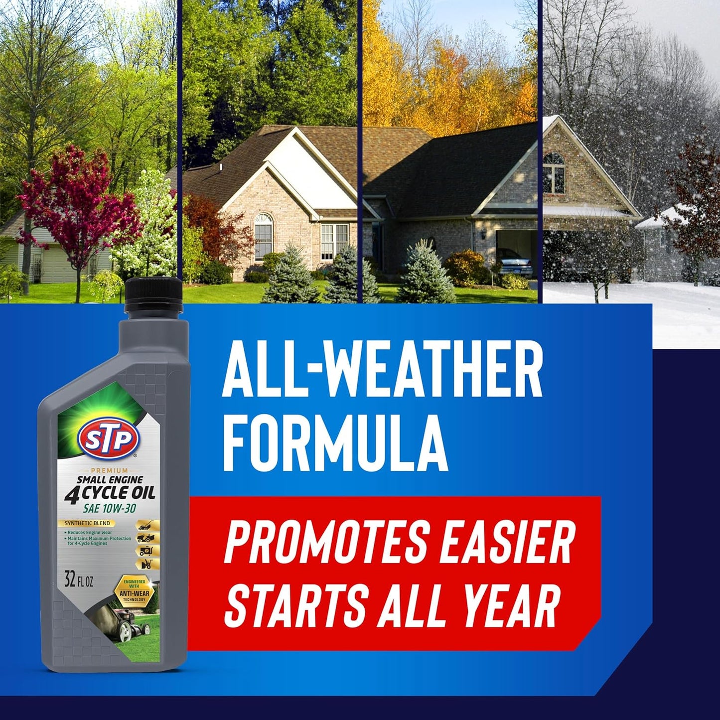 STP Premium Small Engine Oil - SAE 10W-30 Formula Reduces Wear for Lawnmowers & Tractors | 32 Oz