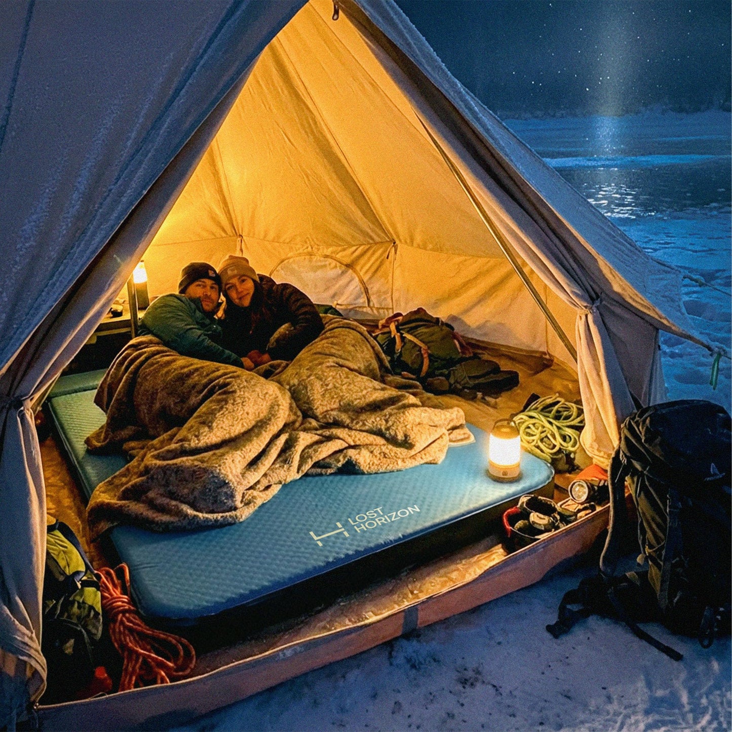 Lost Horizon Air & Foam Camping Mattress, Self-Inflating Sleeping Pad, 3" Thick, with Pump Sack, Full