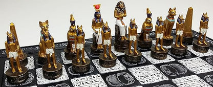HPL Egyptian Anubis Buff and Gold Set of Chess Men Pieces - NO Board