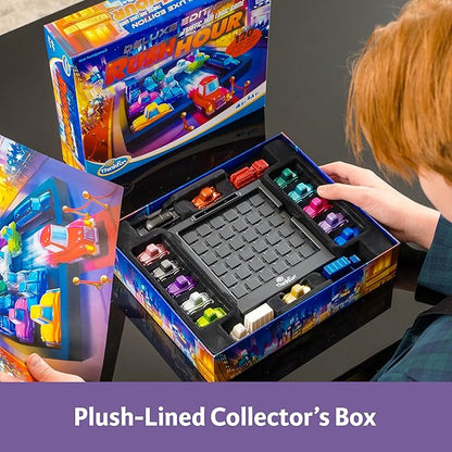 ThinkFun Rush Hour Deluxe – The Gamer's Logic Game - Navigate 120 Traffic Challenges with Collector's Edition Limo and Metallic Design - Ages 8+