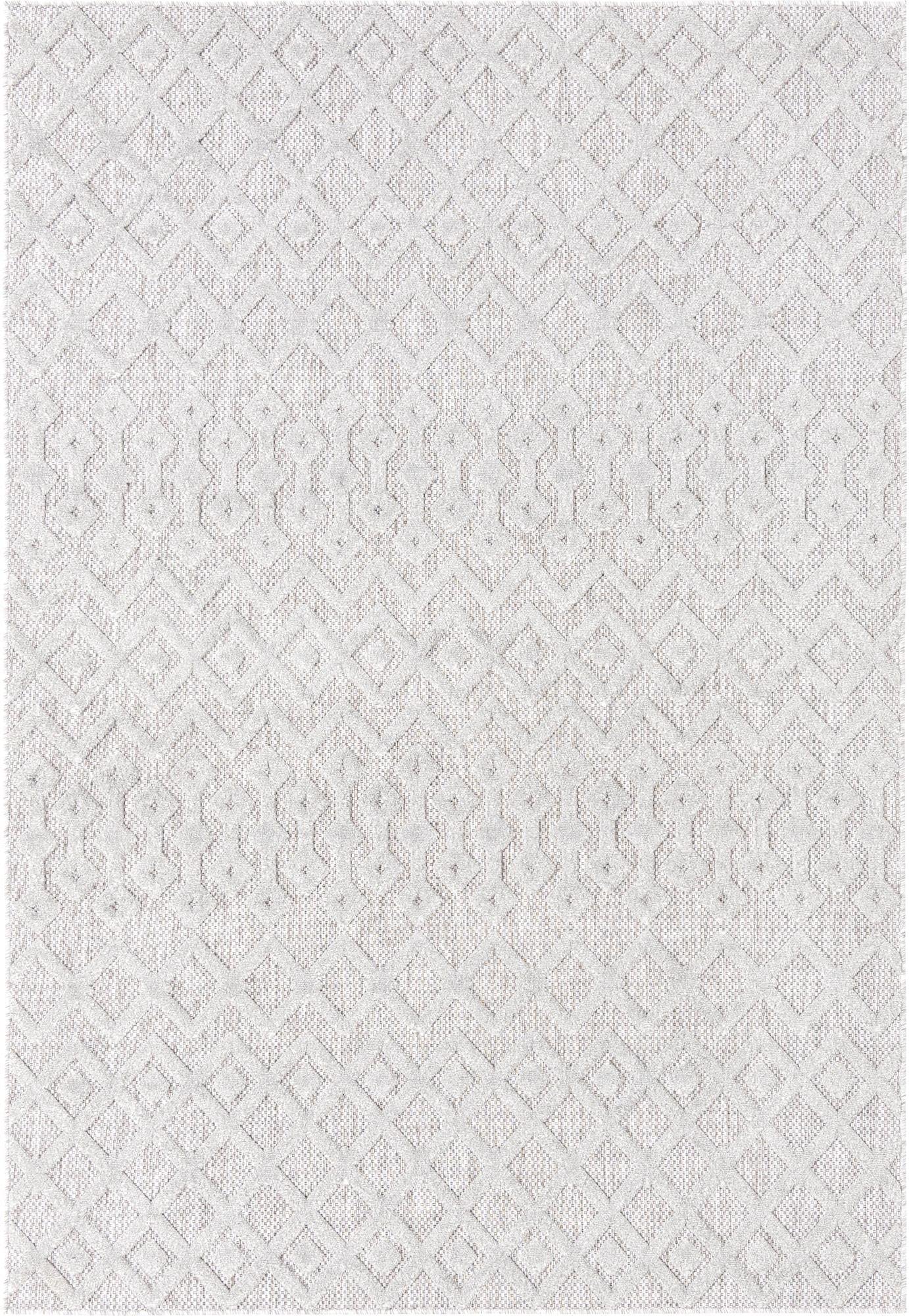 Unique Loom Outdoor Trellis Textured Collection Area Rug - Osage (6' 1" x 9' Rectangle, Grey/ Gray)