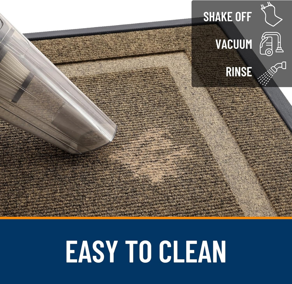 OLANLY Waterproof Front Door Mat - All-Season, Low Profile, Easy Clean, 47x17, Brown
