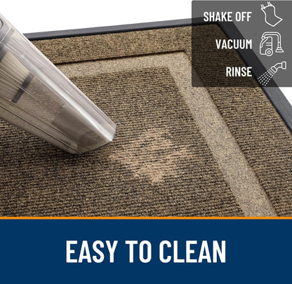 OLANLY Waterproof Front Door Mat - All-Season, Low Profile, Easy Clean, 47x17, Brown