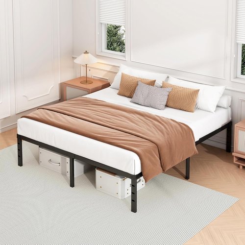Hafenpo 18 Inch Full Bed Frame - Sturdy Metal Platform with Easy Assembly & Under Bed Storage | Black