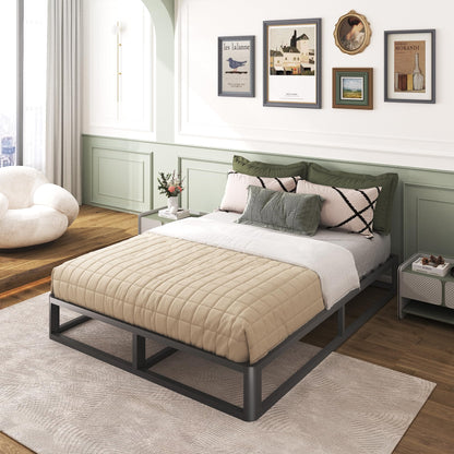 Firpeesy Upgrade Anti Bending and Round Corner Legs 10 inch Metal King Bed Frame 3500 LBS Heavy Steel Slats Support Platform Bed Frames No Box Spring Needed Platform Noise Free Easy Assembly