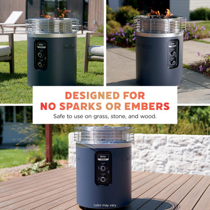 Ninja Fireside360 Outdoor Heater & Fire Pit | 3 Modes: Flame Only, Heat Only, Flame & Heat | Portable for Patio, Deck, Camping, Easy Control Smokeless Flames | Push to Start Ignition | Steel | OF101SL