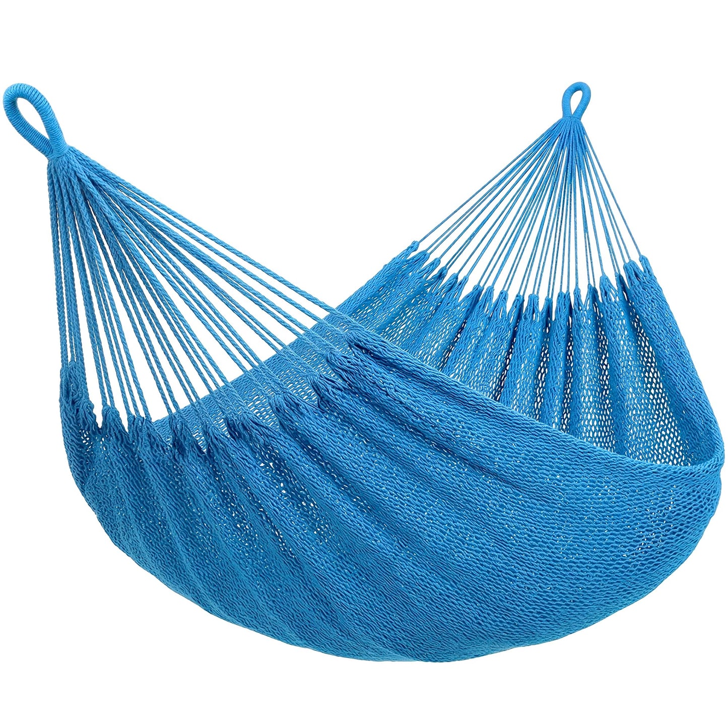 SUNCREAT Hammocks Double Rope Hammock, Outdoor Hanging Tree Hammock, Blue