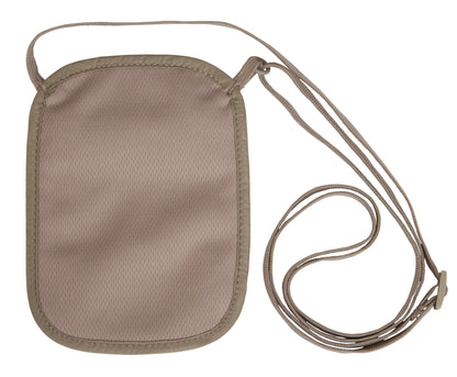 eagle creek RFID Blocker Neck Wallet - Durable and Lightweight Travel Passport and Valuables Organizer with Hook and Loop Closure and Adjustable Neck Strap, Tan