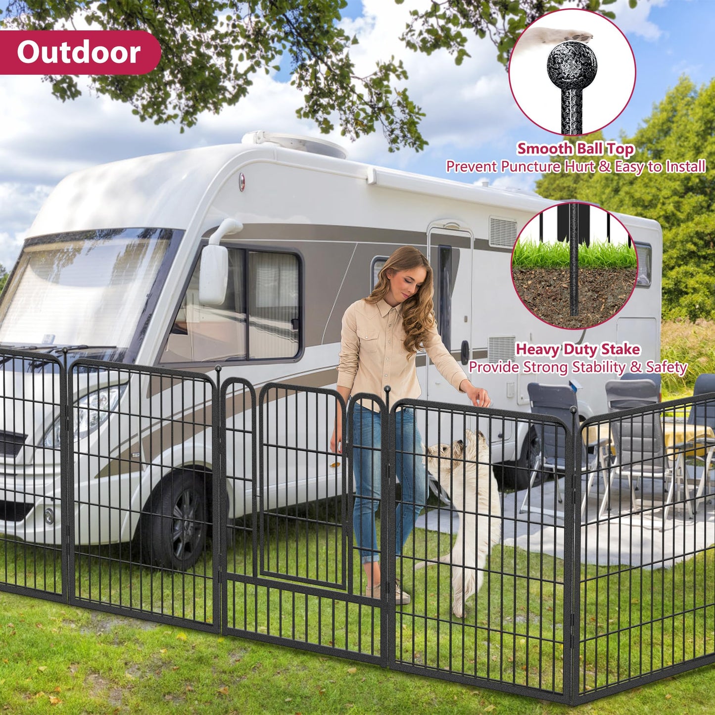Jhsomdr Dog Playpen 32 inch 10 Panels Portable Pet Fence Outdoor for Yard Indoor Dog Pen for Medium/Small Animals, Large Pet Puppy Playpen Heavy Duty Pet Fence for RV Camping, Yard