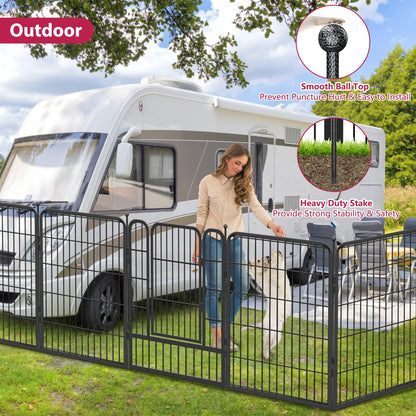 Jhsomdr Dog Playpen 32 inch 10 Panels Portable Pet Fence Outdoor for Yard Indoor Dog Pen for Medium/Small Animals, Large Pet Puppy Playpen Heavy Duty Pet Fence for RV Camping, Yard