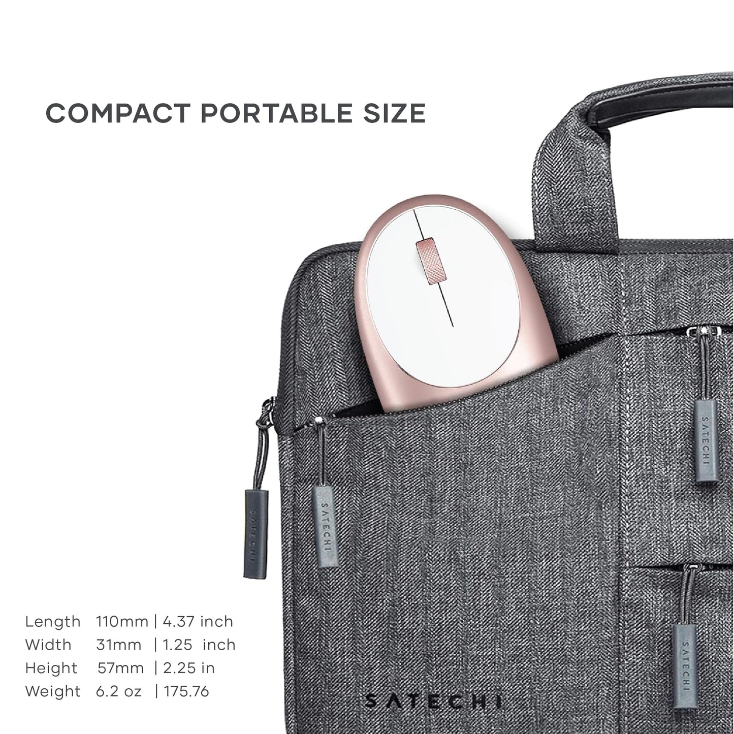 Satechi M1 Wireless Bluetooth Mouse, USB-C Rechargeable, Compact & Portable, for MacBook Air/Pro M4, iPad Air/Pro M4/M3, iPad mini, Mac mini, iMac & Windows - Space Gray
