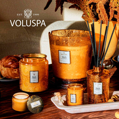 Voluspa Baltic Amber, Petite Candle Jar, 3.2 Ounce, 25 Hour Burn Time, Coconut Wax for Clean Burning, Handcrafted in the USA
