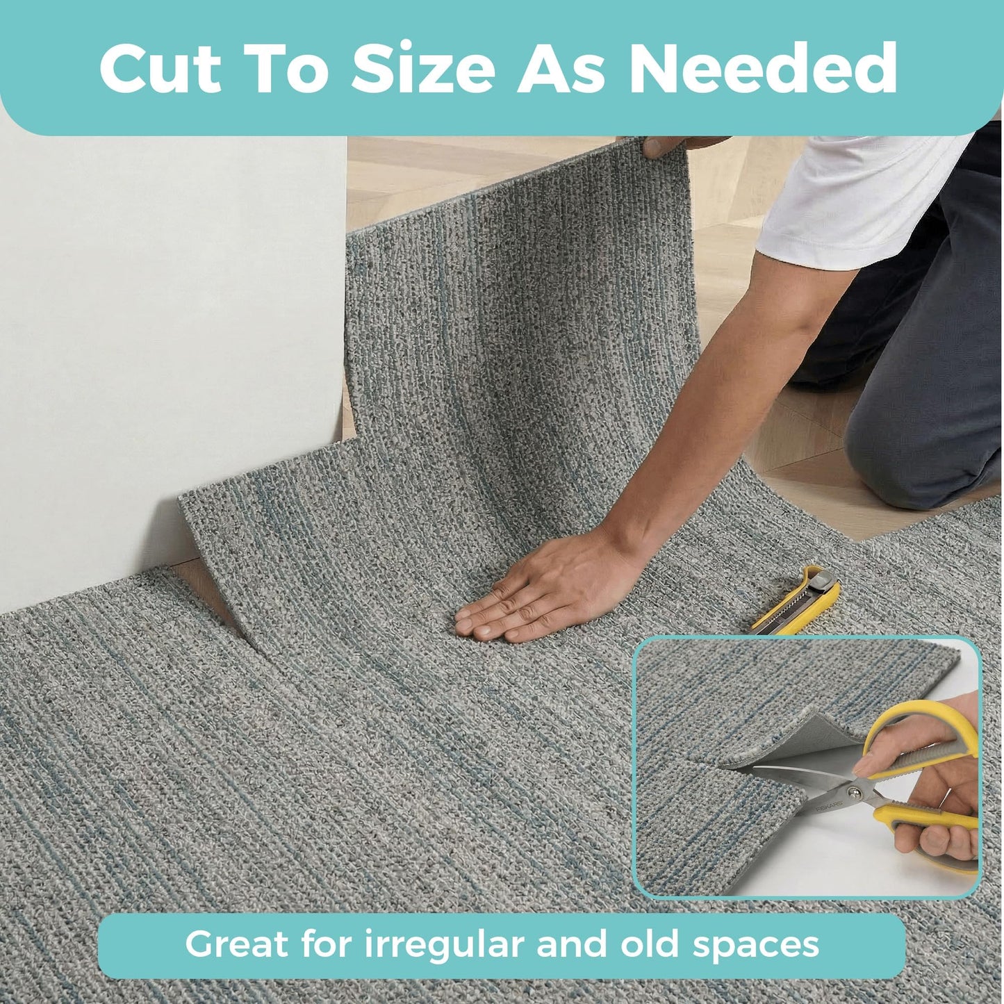 jxgzyy Commercial Carpet Tiles 20x20in, 0.31" Thickened Carpet Squares with Silicone Backing, Heavy Duty Carpet Floor Tiles with Padding Attached for Home Office Garage Hotel, 16 Pcs/43.2 Sqft