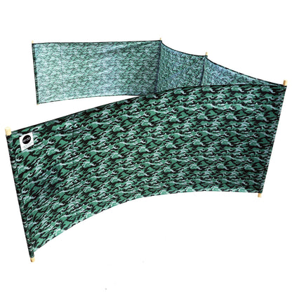 Forest Camo Pro Beach Recycled Polyester Rip-Stop 20 ft Lightweight Windscreen, Privacy Screen, Wind Blocker, Free Matching Shoulder Bag