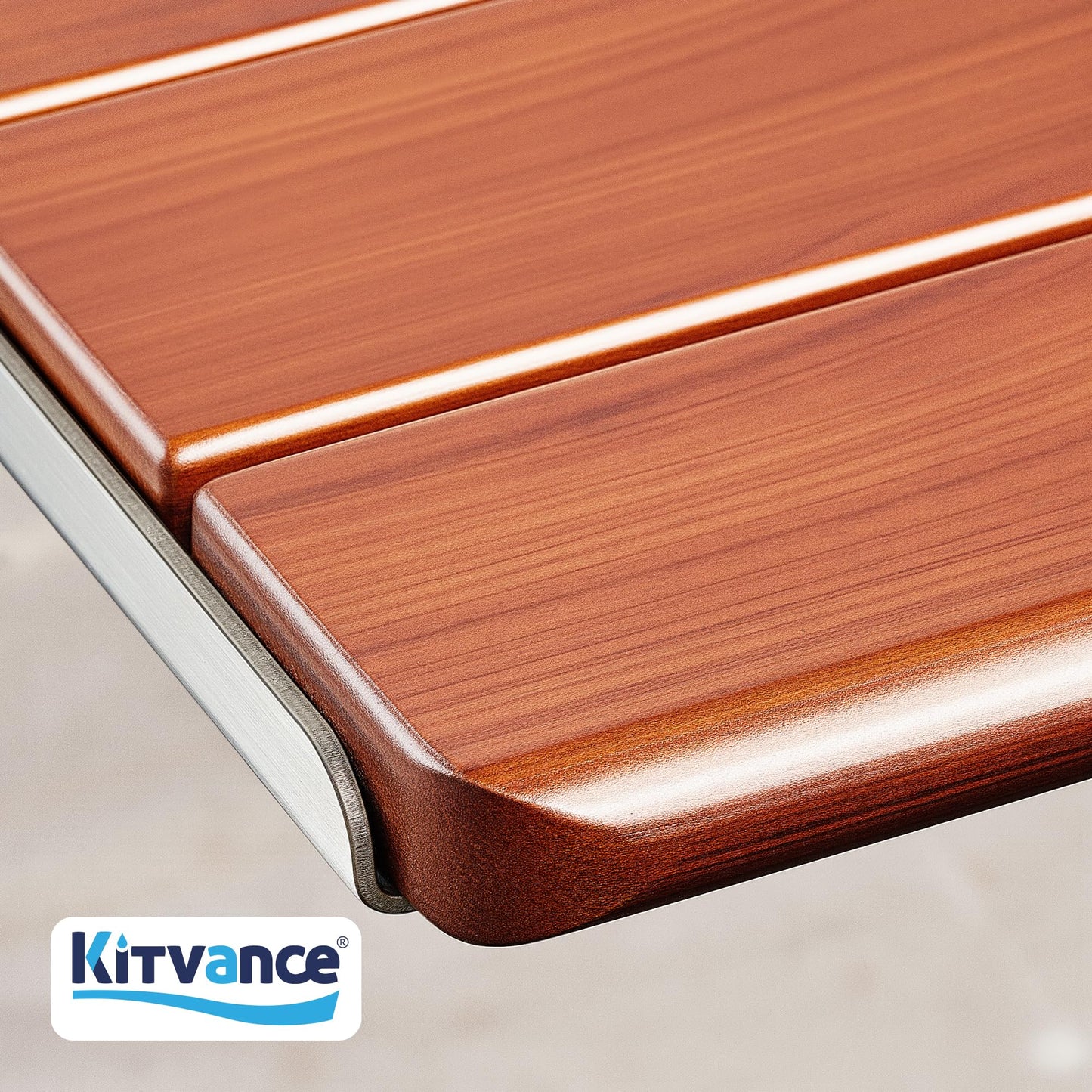 [Upgraded Version] 18" ADA Compliant Folding Teak Shower Seat Wall Mounted-Folding Shower Bench, Folding Shower Seat for Inside Shower, Teak Foldable Shower Chair, Fold Down Shower Seat, Max 400lbs