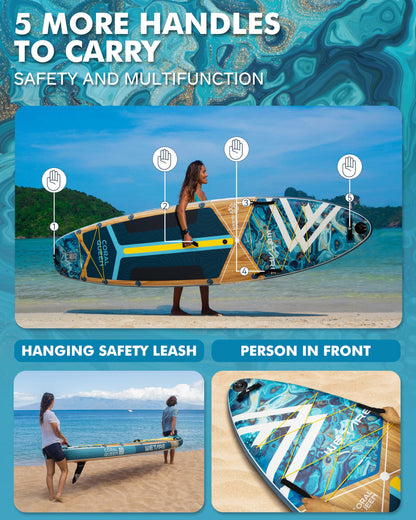 WETARE 11'6"x35" Inflatable Paddle Board, 450lbs Extra Wide Stand Up Sup Board for Adults, Blow Up Paddleboard Kayak Non-Slip Stable Deck Boat for Yoga Fishing Surf