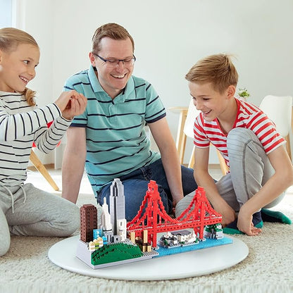 Micro Building Blocks Set San Francisco Golden Gate Bridge Modle Set Architecture Skyline Collectible Building Kit Toy Present for Adults and Teens (1610 Pieces)