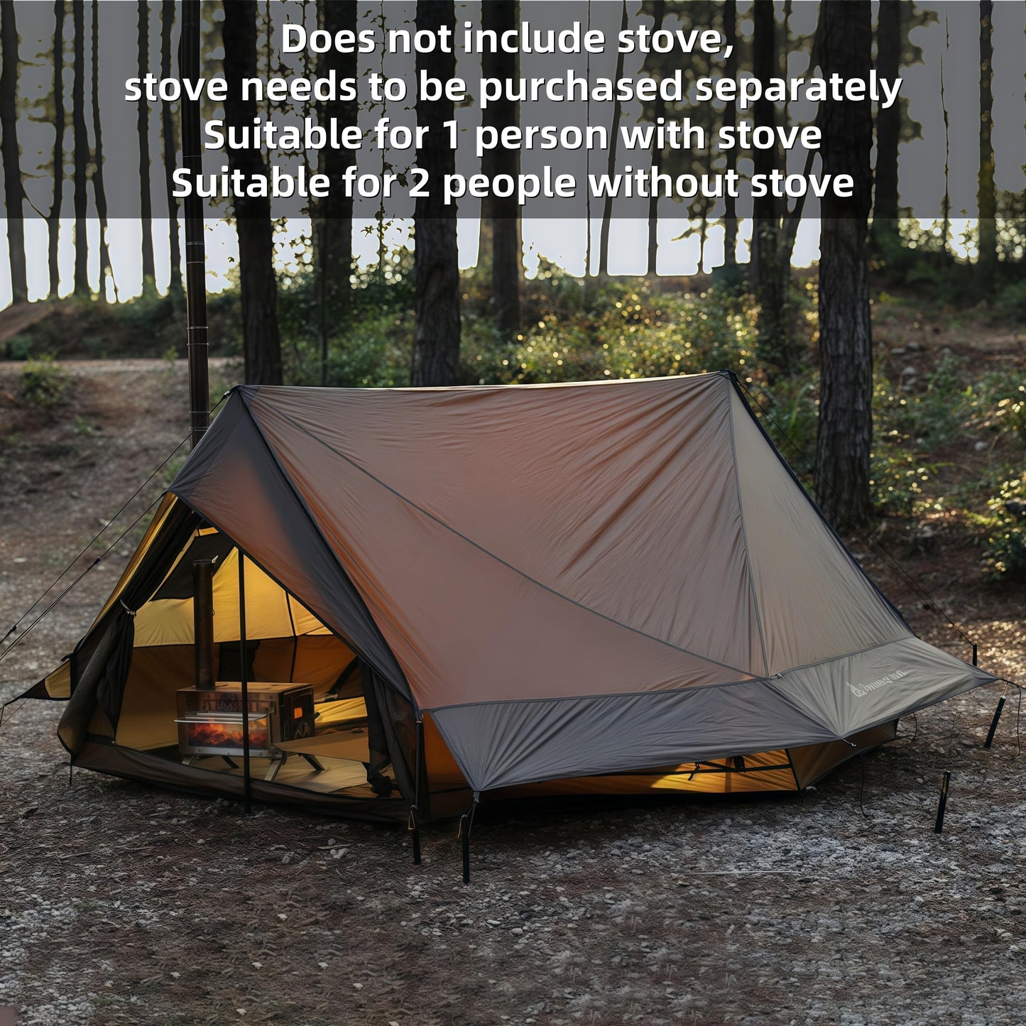 Hot Tent with Stove Jack Camping Tent Winter Tent 4 Season Tent 1-2 Person for Backpacking Camping Hiking Hunting Fishing Waterproof Windproof Lightweight 82 * 59 * 47