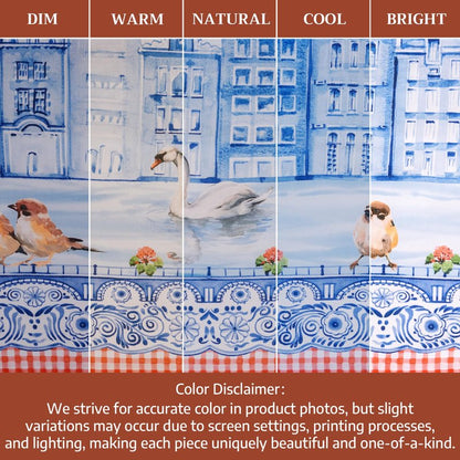 Maison d' Hermine Table Cloth Square Table 100% Cotton 54 x 54 Inches Tablecloth Reusable Decorative for Dining Kitchen Room Farmhouse Home Gifts for Mothers Day Spring Summer - Amsterdam Canals