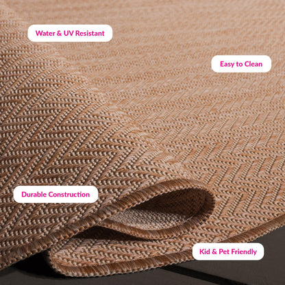 SAFAVIEH Washable Rug Outdoor Courtyard Collection - 8' x 10', Natural & Cream, Non-Shedding & Easy Cleaning, Ideal for Patio, Backyard, Mudroom, DIning Space (CY8022-03012)