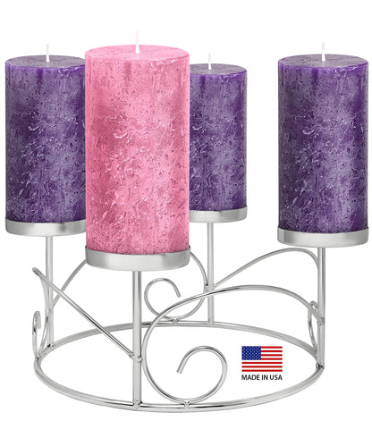 Advent Candle Set of 4 - Rustic Pillar Advent Candles - Made in The USA - Christmas Advent Candles for Advent Rings, Advent Wreaths, Ring and Wreath Candle Holders - Church & Home Decoration Unscented