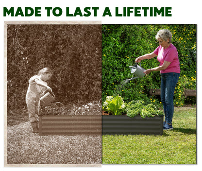 Plant & Plot Galvanized Raised Garden Beds Outdoor // 8×4×1 ft (2-Pack) Planter Raised Beds for Gardening, Vegetables, Flowers // Large Metal Garden Box // Patented Tool-Free Design (Dark Gray)