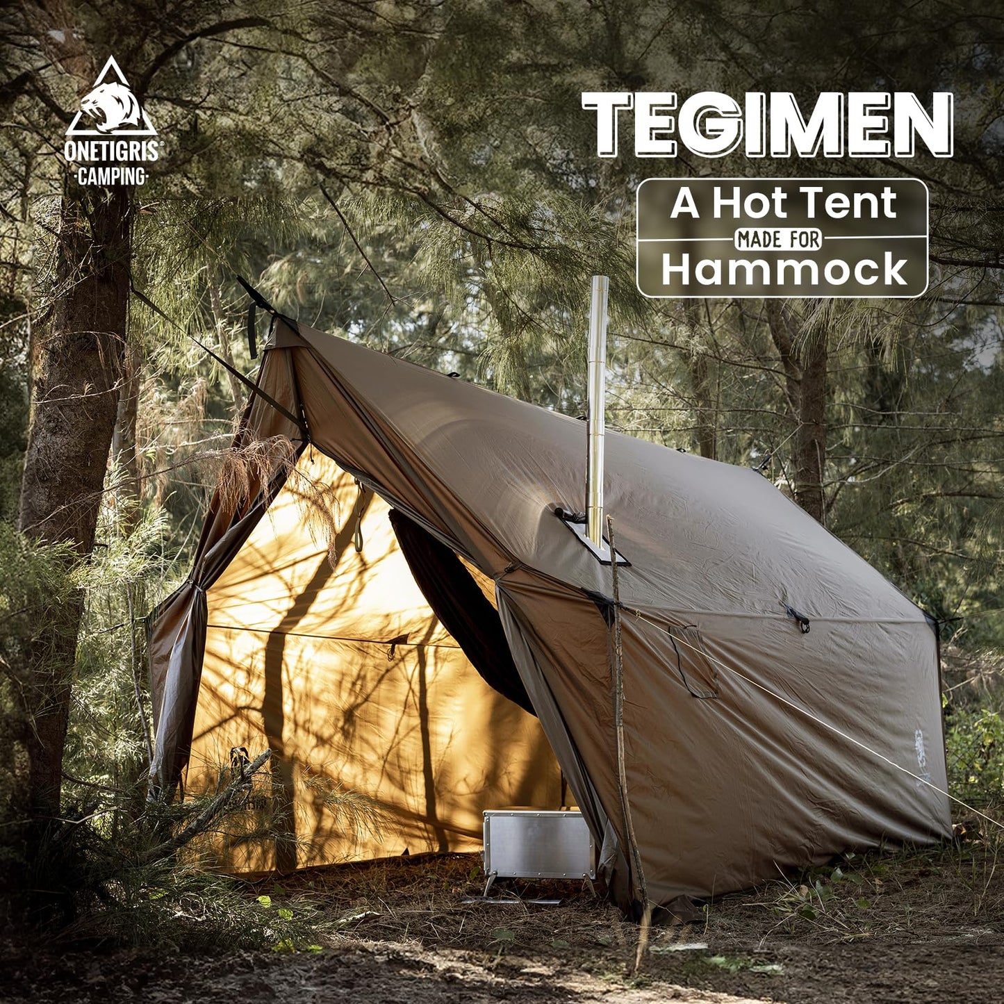 OneTigris TEGIMEN Hammock Hot Tent with Stove Jack, Spacious Versatile Wall Tent with Snow Skirt, 3000mm Waterproof