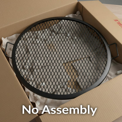 Sunnydaze X-Marks Outdoor Fire Pit Grill Grate for Cooking - Round Fire Pit Grate - Steel Campfire BBQ Grill with Handles - 30-Inch