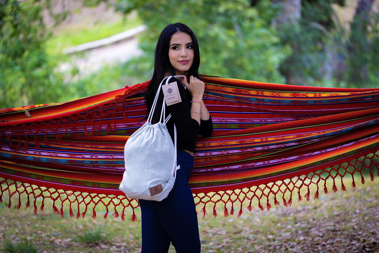 Boho Classic Hammock with Tassel, Handmade, Weather-Resistant, Hammock for Indoor & Outdoor, Lightweight Durable - for Patio, Porch, Backyard Lounging (Inti Red)