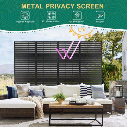72" H×44" W Metal Outdoor Privacy Screen Freestanding, Outdoor Screens for Patio Lawn Deck, Privacy Panels Decorative Fence(Consists of 5 Panels)