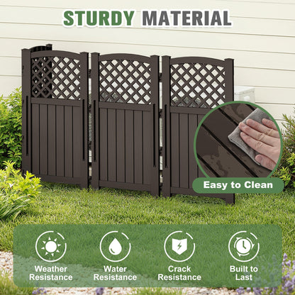 Greesum Air Conditioner Privacy Fence Screen, 4 Panels Trash Can Enclosure, 49.45" H x 22.62" W, Weather Resistant for Outdoor Pool Equipment, Garbage Bins, Brown