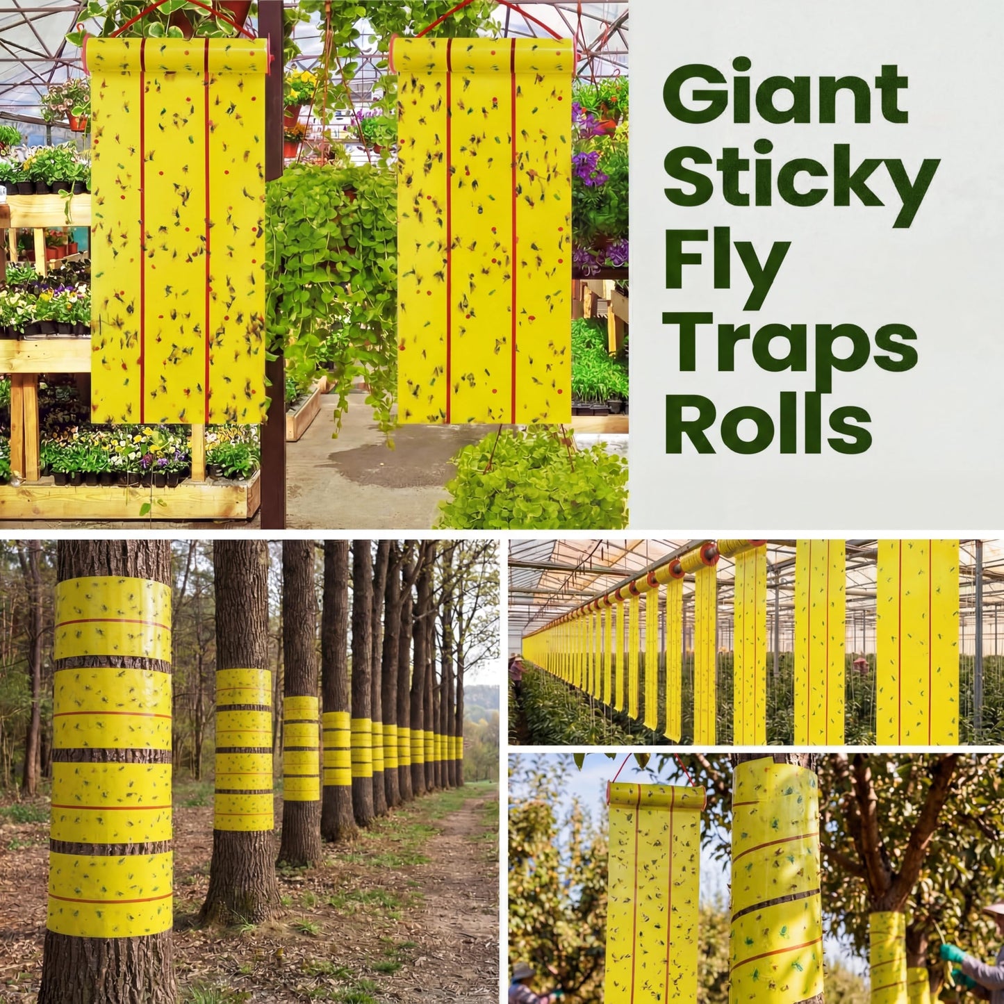 Qualirey Giant Sticky Fly Traps, Fly Strips for Indoor Outdoor Hanging Flying Tapes Non Toxic Ribbon Fruit Gnat Killer for Mosquito Plants House Horse Stable(442.95ft,Yellow,15 Pcs)
