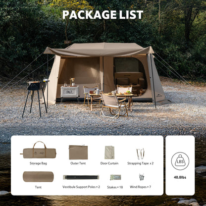 Naturehike Village Lite Camping Tent, 60S Easy Setup Instant Tents for Camping, Double Layer 4/8 Person Tent with with Full Rainfly