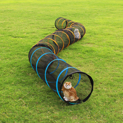 Cat Play Tunnel-2 Packs for Indoor and Outdoor, Cat Play House, Cat Enclosures Easy to Connect with Two Zipper Doors,Product Size 67'' x 18'',2pcs /Set Plus 2pcs /Set