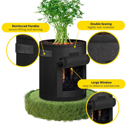 iPower 5 Pack 7 Gallon Potato Grow Bags with Flap, Garden Planting Nonwoven Fabric Pots with Reinforced Handle, Heavy Duty and Aeration Planter Pot for Tomato, Fruits, Vegetables and Flowers, New
