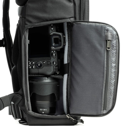 Think Tank FocusPoint 22L RollTop Camera Backpack - Greenway: Expandable Travel & Camera Backpack with Laptop Sleeve, Quick Side and Back Access, Rain Cover – Versatile Photography & Travel Bag