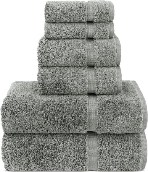 Chakir Turkish Linens Luxury Cotton Towel Set - 6-Piece Spa Quality (2 Bath, 2 Hand, 2 Washcloths)
