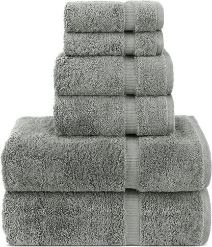 Chakir Turkish Linens Luxury Cotton Towel Set - 6-Piece Spa Quality (2 Bath, 2 Hand, 2 Washcloths)