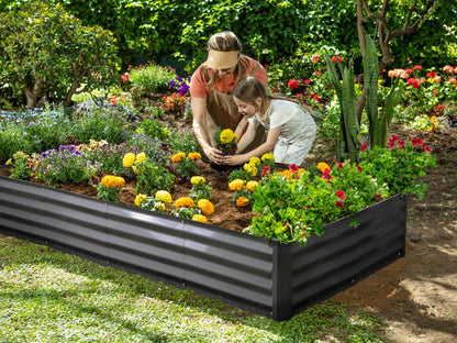 Plant & Plot Galvanized Raised Garden Beds Outdoor // 8×4×1 ft (2-Pack) Planter Raised Beds for Gardening, Vegetables, Flowers // Large Metal Garden Box // Patented Tool-Free Design (Dark Gray)