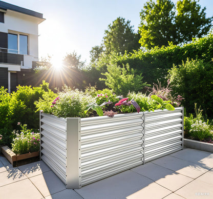 YILIFEIDA 6x3x1ft Rectangle Galvanized Raised Garden Beds kit，Large-Capacity Metal Planter Garden Box Outdoor,Metal Garden Bed for Vegetables，Flower，Fruits，Steel Raised Beds for Backyard Gardening