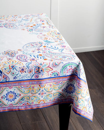 Maison d' Hermine Table Cloth Rectangle Table 100% Cotton 60 x 90 Inches Tablecloth Reusable Decorative for Dining Kitchen Room Farmhouse Home Gifts for Mothers Day Spring Summer - Indian Floral