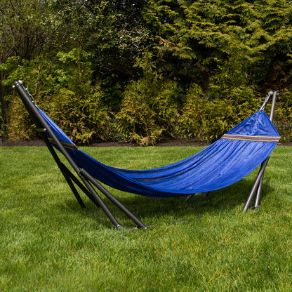 Best Home Fashion Portable Hammock with Collapsible Steel Stand, 450 lbs Capacity, No Tools Assembly, Carrying Bag Included, Perfect for Indoor Outdoor Backyard Patio Camping Beach, Navy