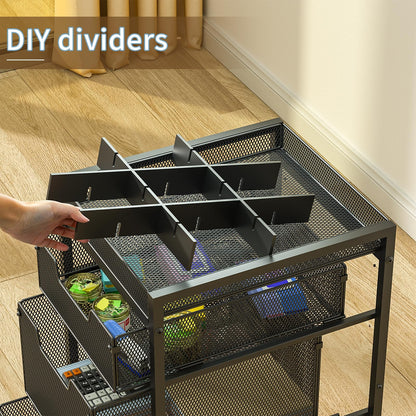 Rolling Utility Cart with 3 Drawers, Craft Organizer and Storage with DIY Divider, Lockable Wheels, Multi-Functional Storage for Art Supplies, Store for Brushes & Paints & Small Parts(Patent Pending)