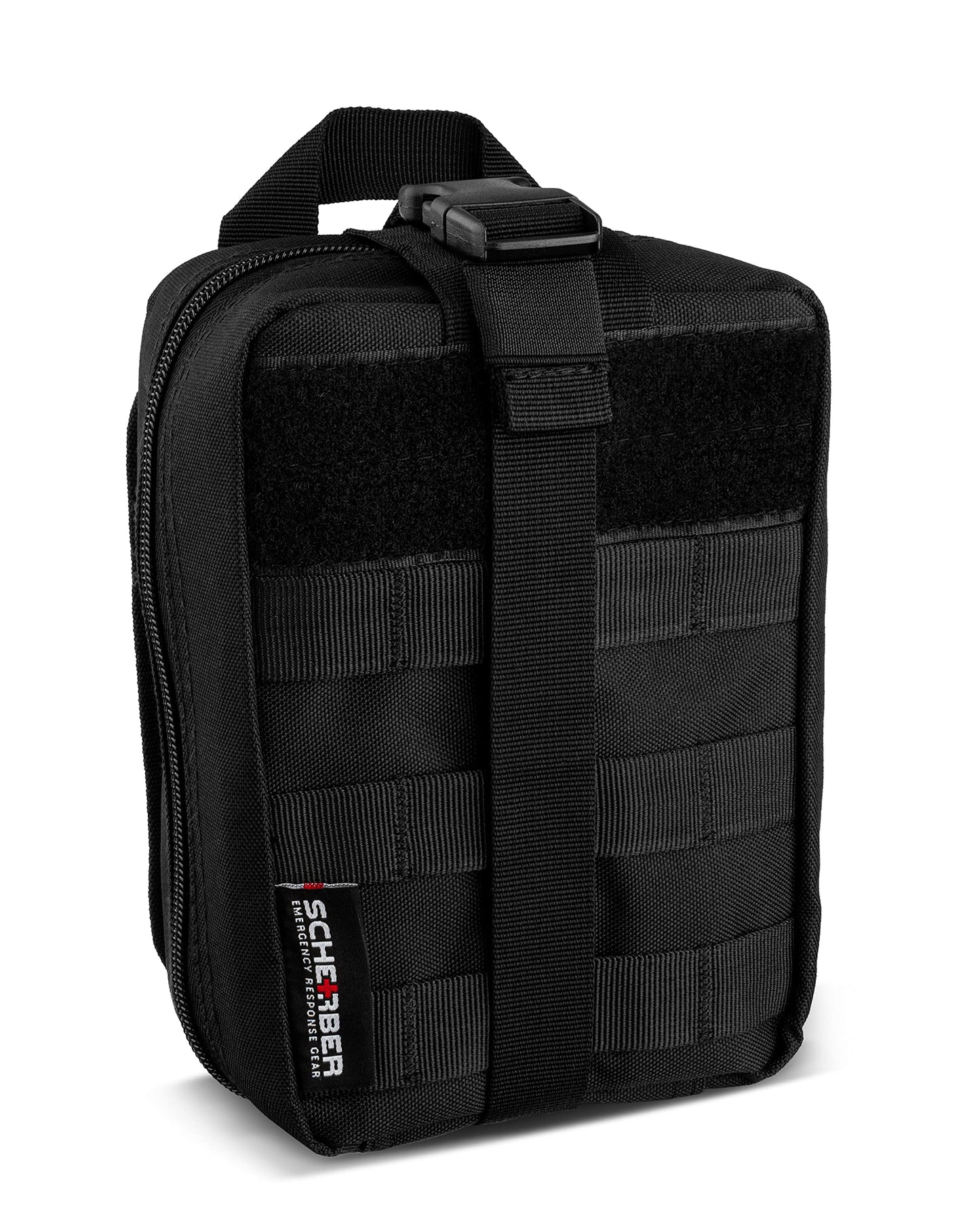 Scherber Premium IFAK Kit Trauma Pack | HSA/FSA Approved | SOF Tourniquet, QuikClot 4x4 HyFin Chest Seal, Israeli Bandage | Fully Stocked MOLLE Pouch for Gunshot, Bleeding, Major Wound Care (Black)